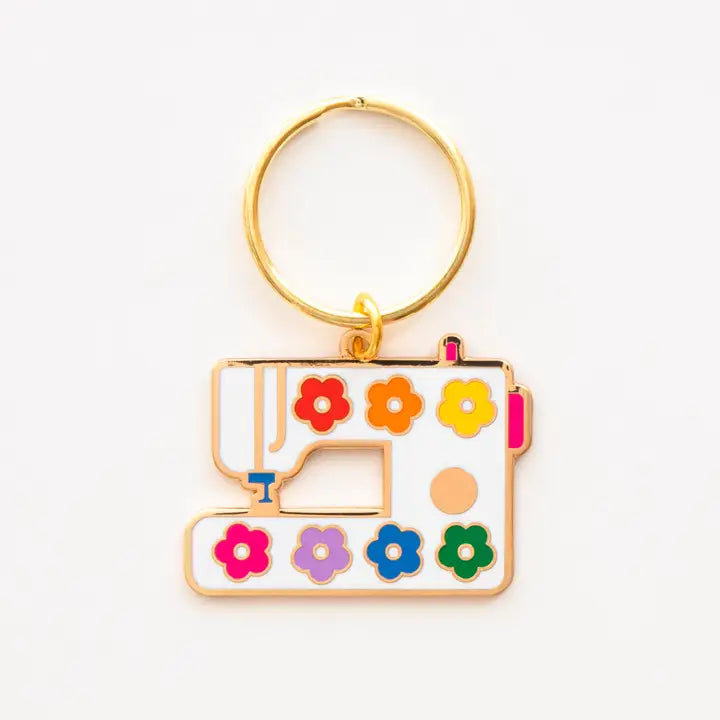 Daisy Sewing Machine Enamel Keychain