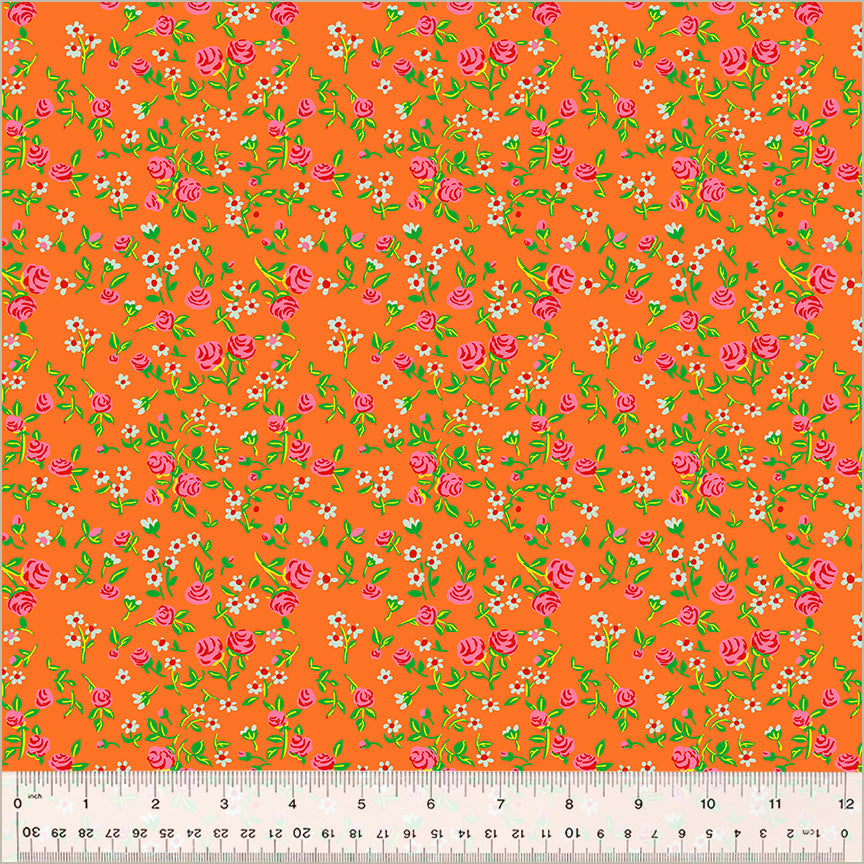 Mousy Floral - Tangerine - Heather Ross - By Hand