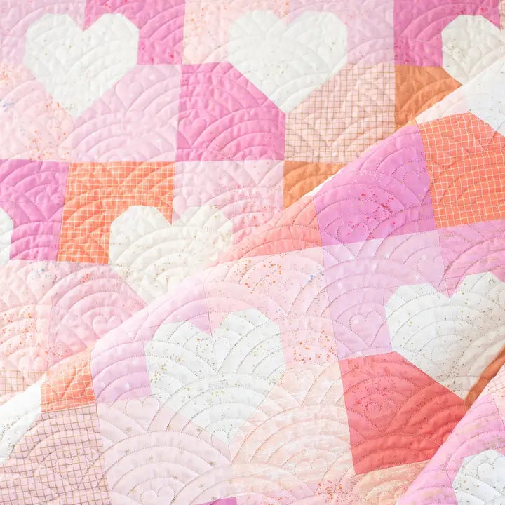 Patchwork Hearts Printed Quilt Pattern