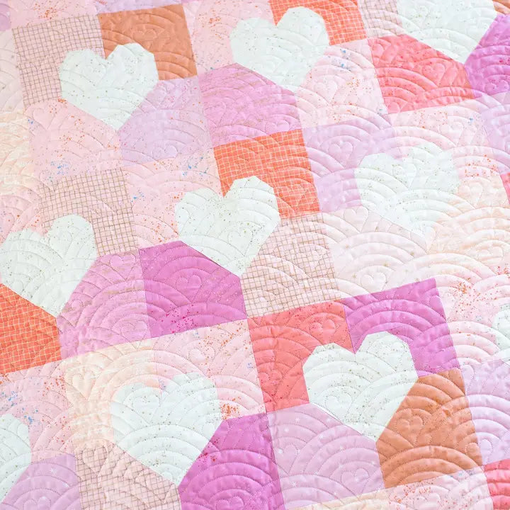 Patchwork Hearts Printed Quilt Pattern
