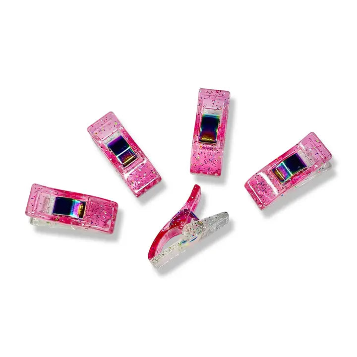 Pink Glitter Clips - Pack of 50