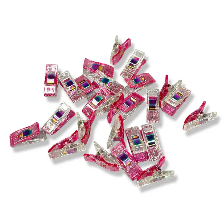 Pink Glitter Clips - Pack of 50