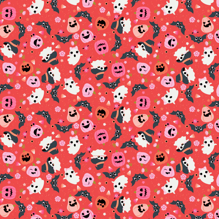 Poppie Cotton - Not Scary - Going Batty - Orange