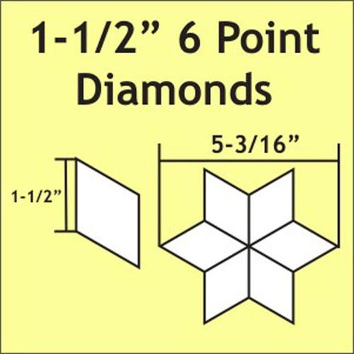 6 Point Diamond - 1-1/2" - Paper Pieces for English Paper Piecing - 75 pcs