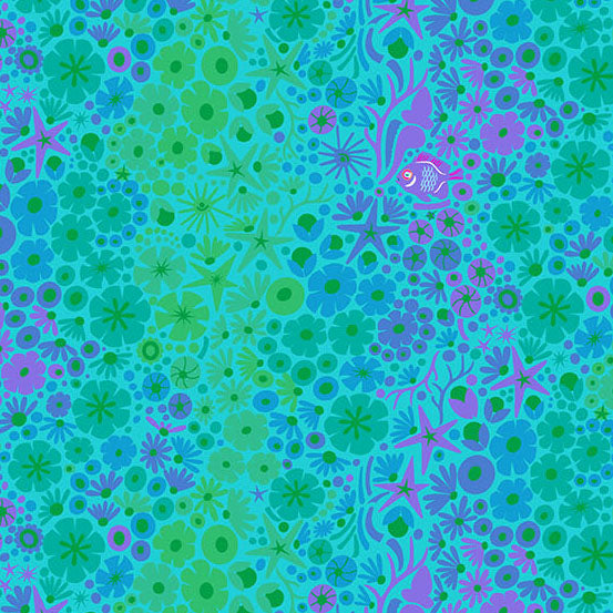 PREORDER - Fish - Aqua - Menagerie by Alison Glass - Andover