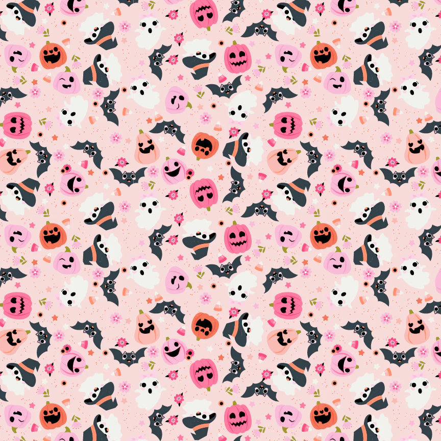 Poppie Cotton - Not Scary - Going Batty - Pink