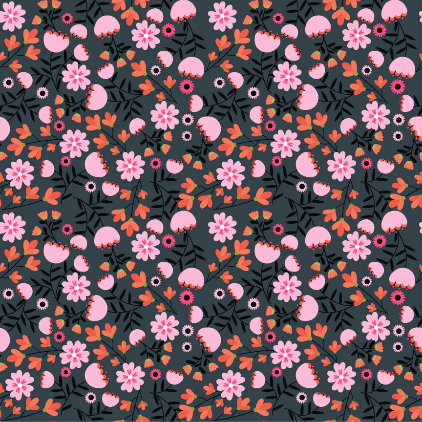 Poppie Cotton - Not Scary - Pumpkin Pie - Grey
