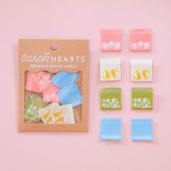 Vintage Patterns Multipack Woven Labels - Sarah Hearts