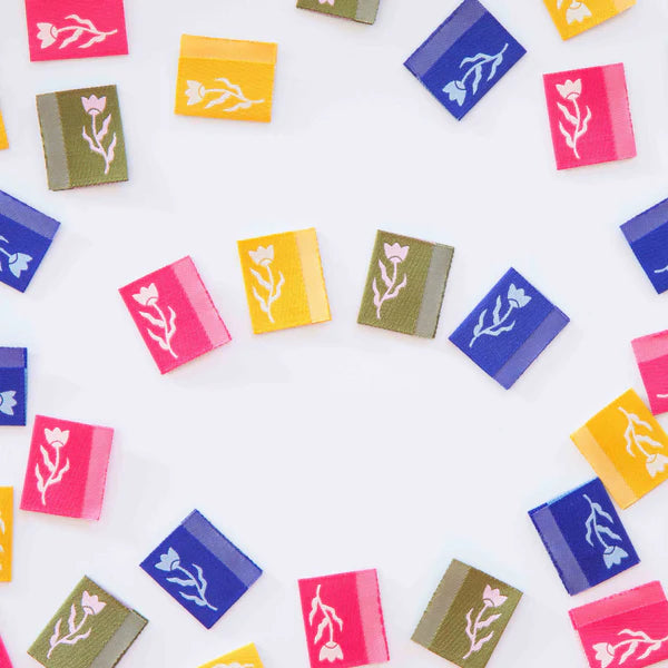 Tiny Floral Side Woven Labels Multipack - Sarah Hearts