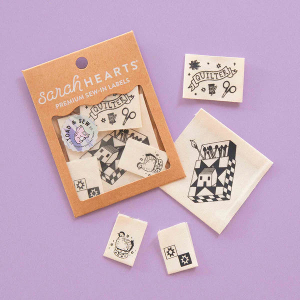 Toad and Sew Quilty Tattoo Woven Labels Multipack - Sarah Hearts