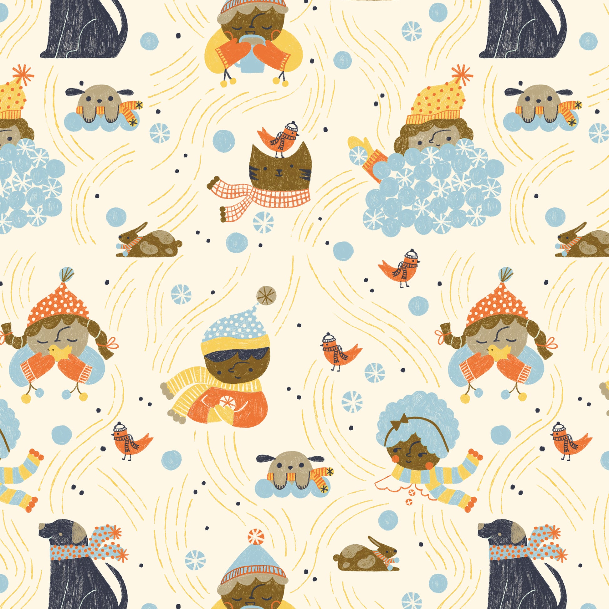 5 pc Fat Quarter Bundle - Snow Friends - Cloud9 Fabrics