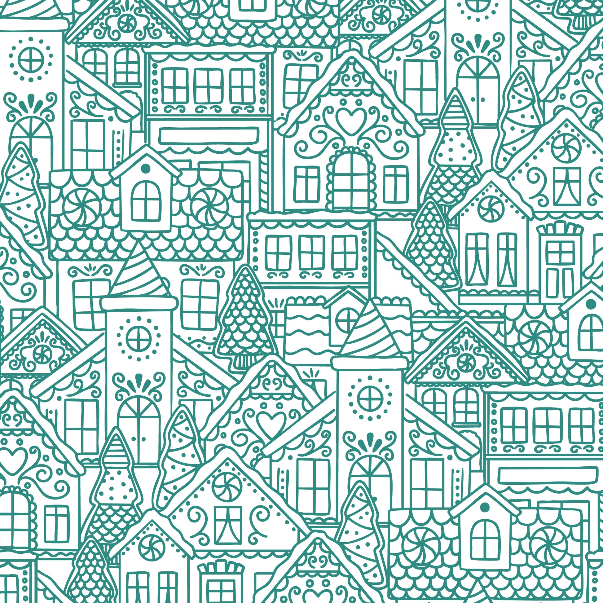 Gingerbread Village - Turquoise - Cloud9