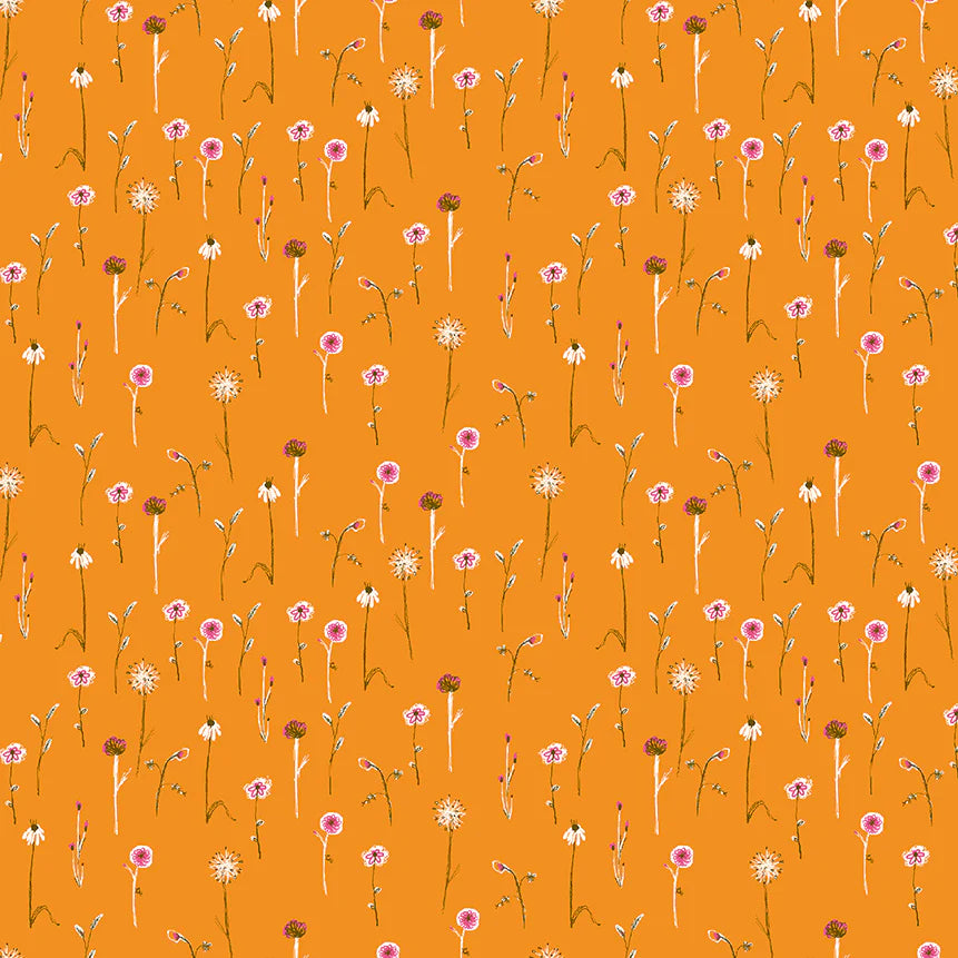 Wildflower - Orange - Heather Ross - Studio Edit