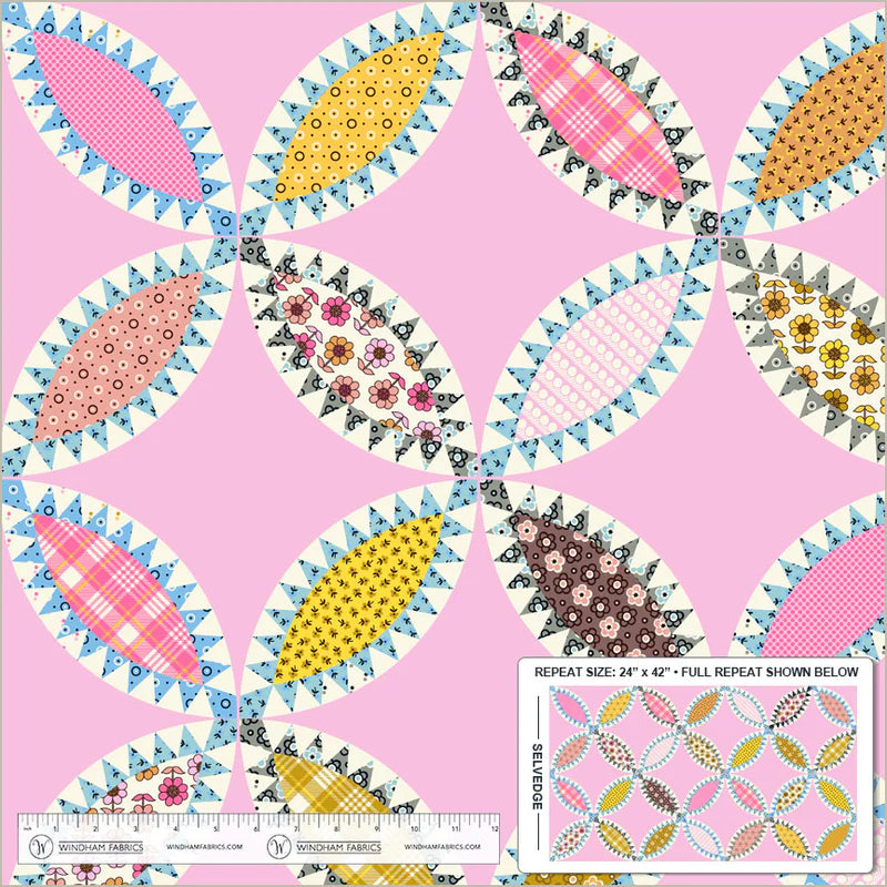 RETURNING SOON - PREORDER AVAILABLE - Pink Leaf Cheater - Made Easy - Denyse Schmidt - Windham Fabrics