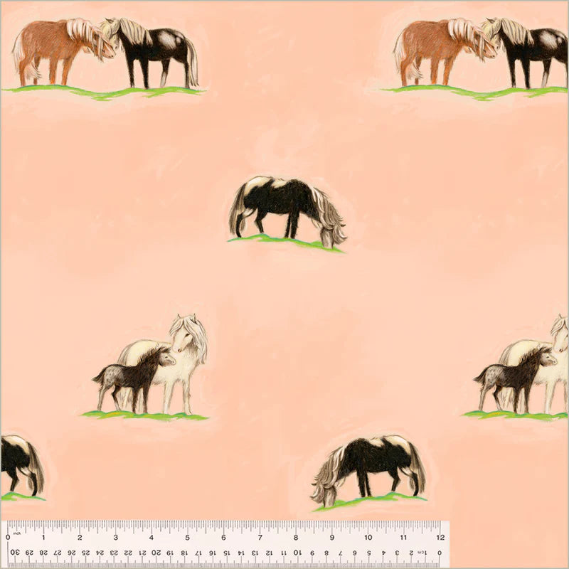Ponies - Peach - Heather Ross - By Hand