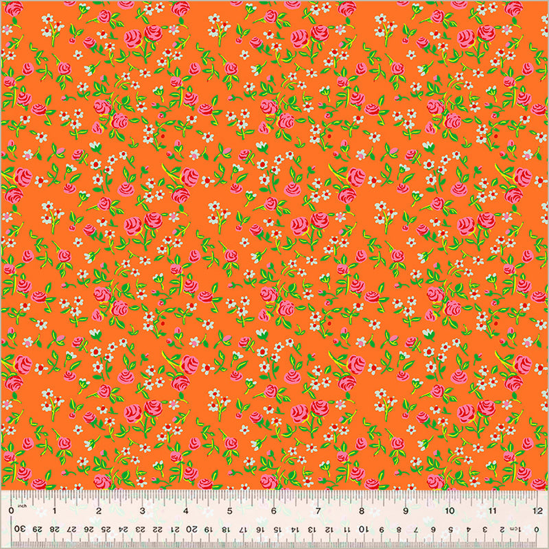 Mousy Floral - Tangerine - Heather Ross - By Hand