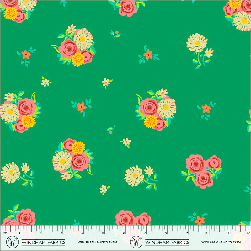 PREORDER - MARCH 2027 - Denyse Floral - Jade - Boat Race - Heather Ross