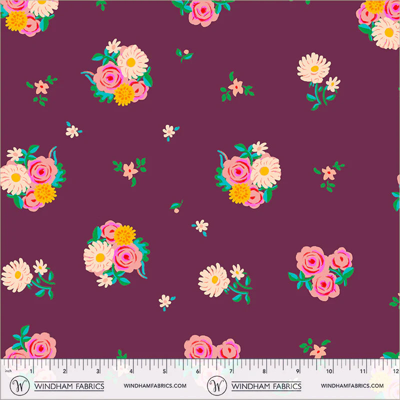 PREORDER - MARCH 2027 - Denyse Floral - Plum - Boat Race - Heather Ross
