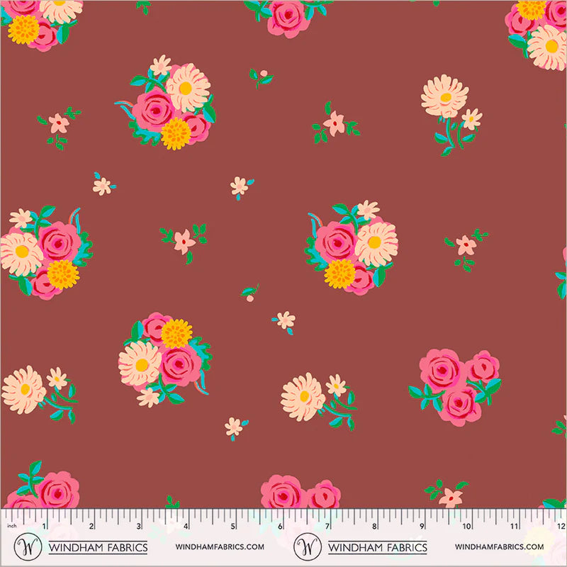 PREORDER - MARCH 2027 - Denyse Floral - Brown - Boat Race - Heather Ross