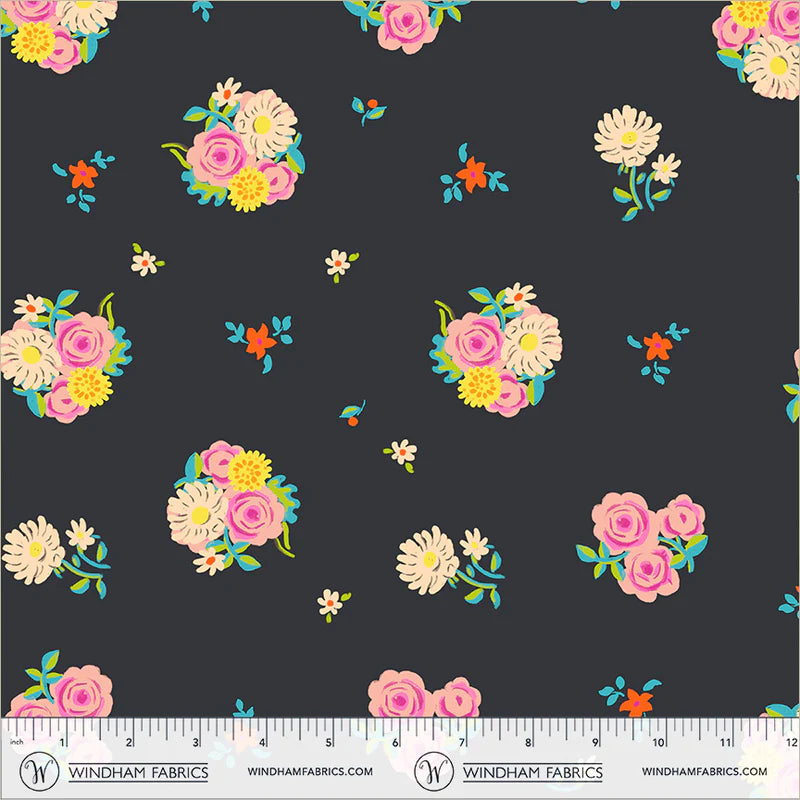 PREORDER - MARCH 2027 - Denyse Floral - Soot - Boat Race - Heather Ross