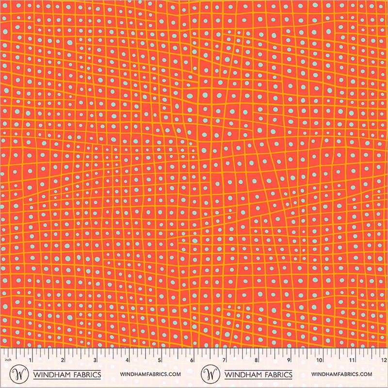 PREORDER - Dotted Check - Orange - Electric Rainbow - Deborah Fisher for Windham Fabrics