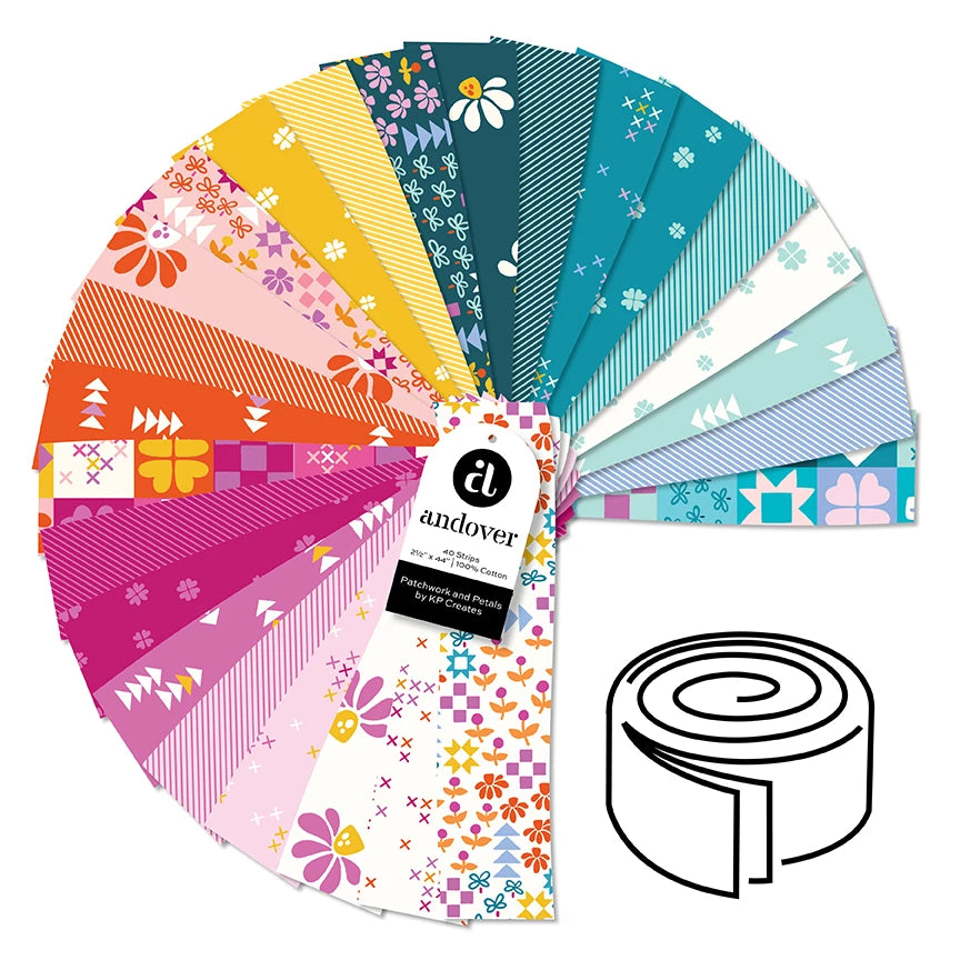 PREORDER - 2.5" Strip Roll - Patchwork and Petals by KP Creates - Andover