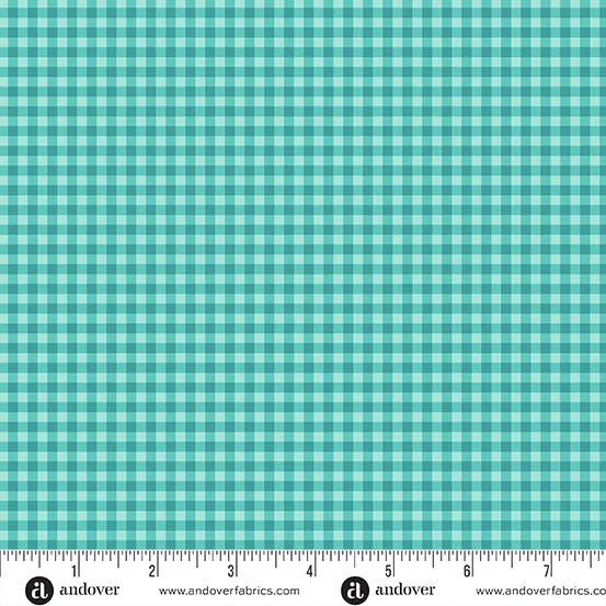 COMING SOON! Sign up to be notified! Ghostly Garden by KP Creates - Bitty Gingham - Aqua - Andover