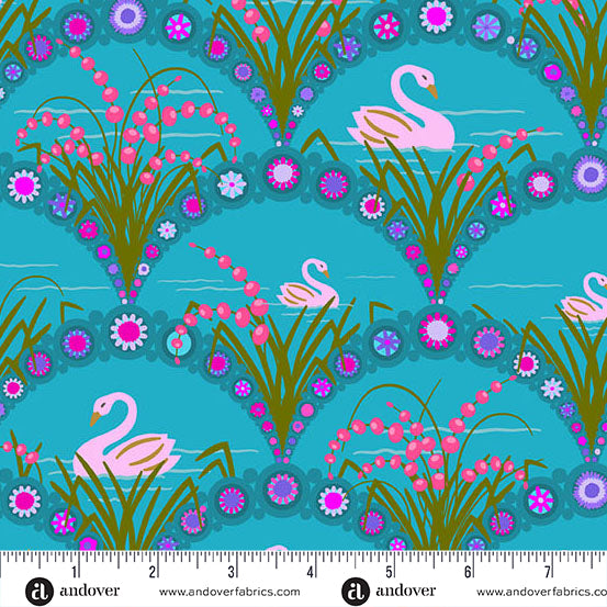 PREORDER - Swan - Peacock - Menagerie by Alison Glass - Andover