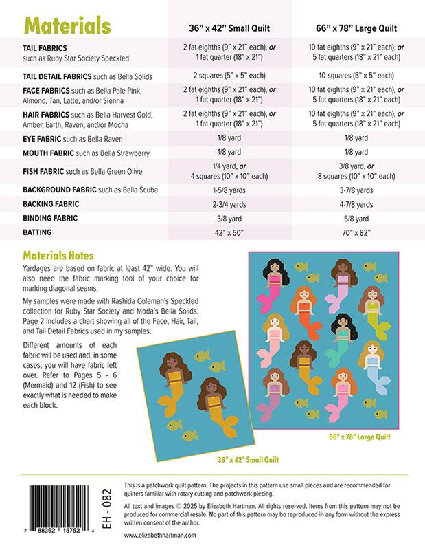 Mermaids - Pattern by Elizabeth Hartman - Paper Printed Pattern