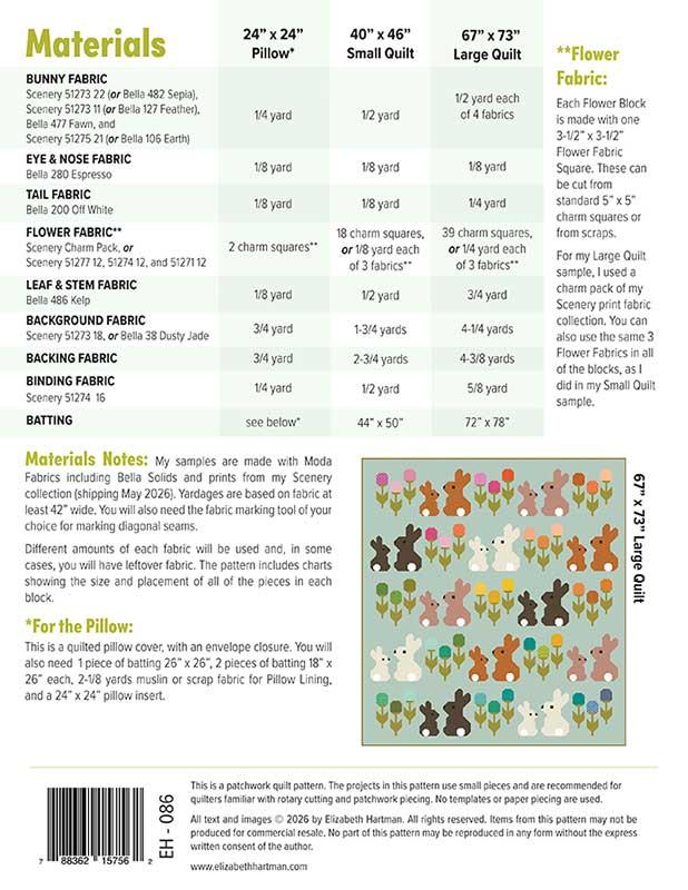 Cottontails - Pattern by Elizabeth Hartman - Paper Printed Pattern