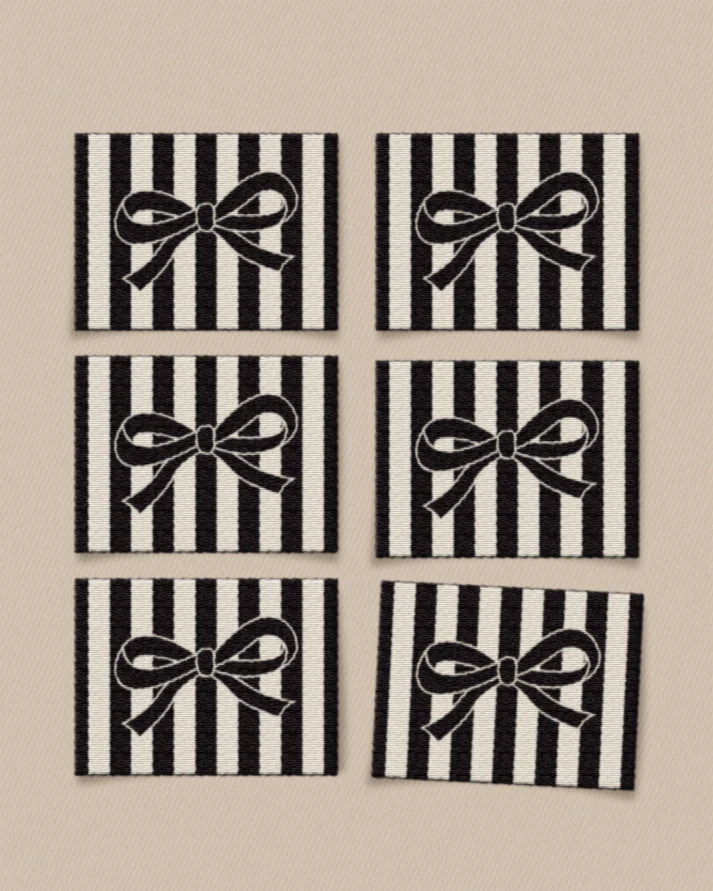 Black Bow - Large Garment Sewing Labels - Matchy Matchy Sewing Club