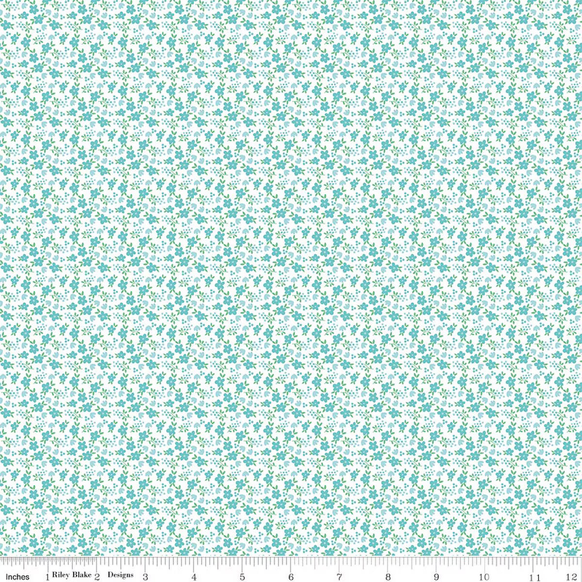 Whimsical Woodland - Mini Floral - Aqua - Riley Blake Designs
