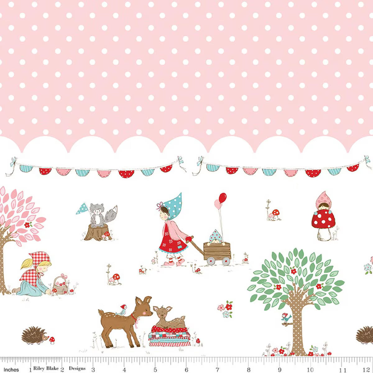 Whimsical Woodland - Border Print - Pink - Tasha Noel for Riley Blake Designs