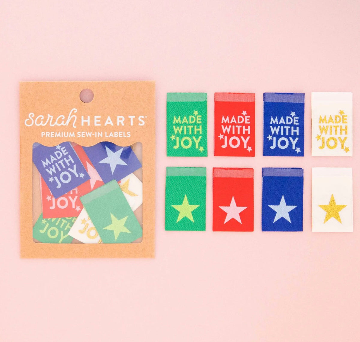 Made with Joy Labels - reversible multi pack - Sarah Hearts