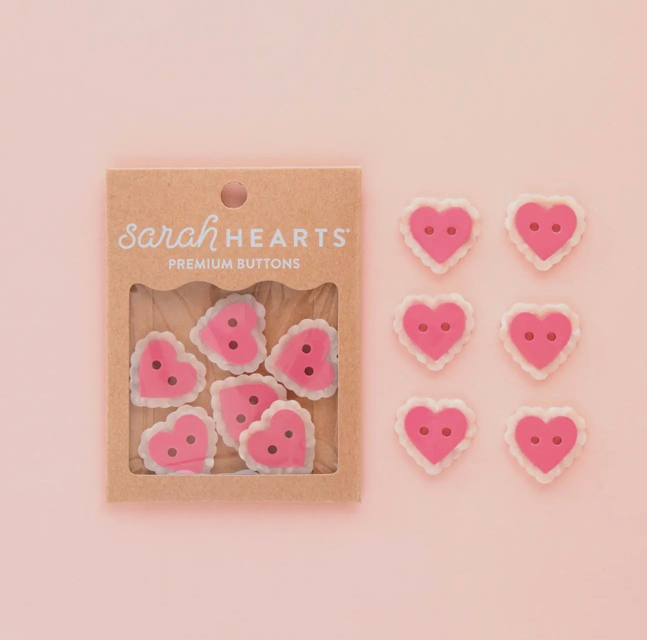 Pink Sweet Heart Buttons - Large 1"
