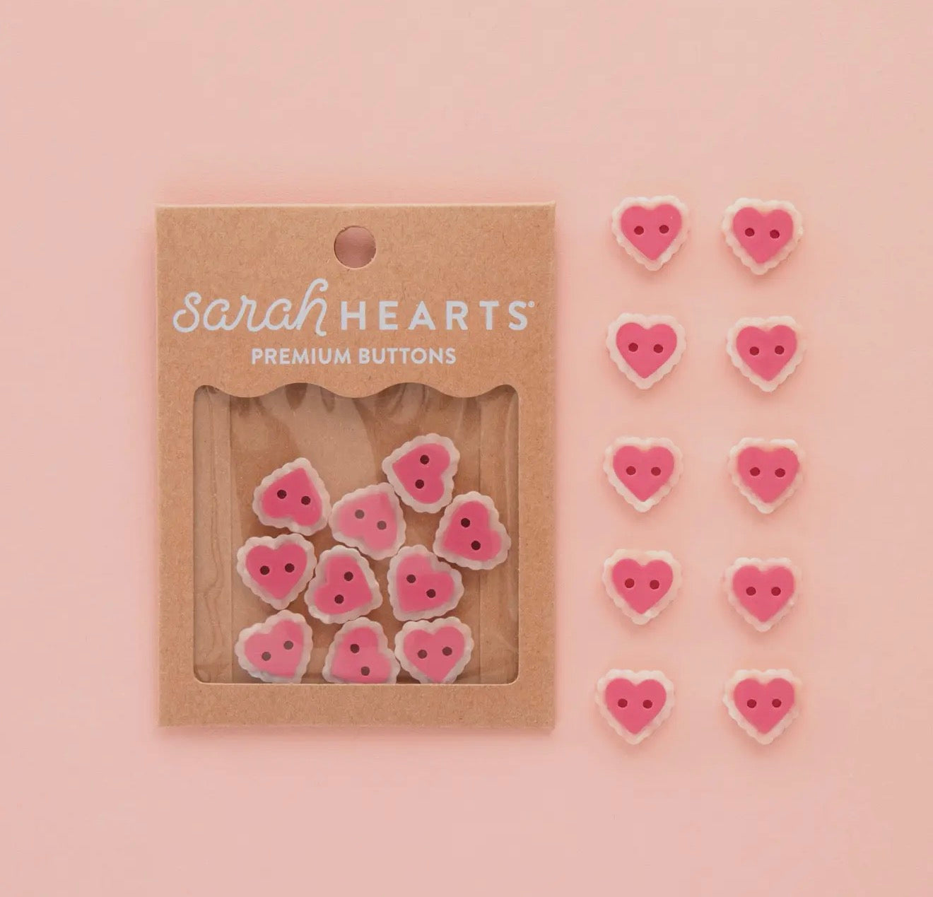 Pink Sweet Heart Buttons - Small 5/8"