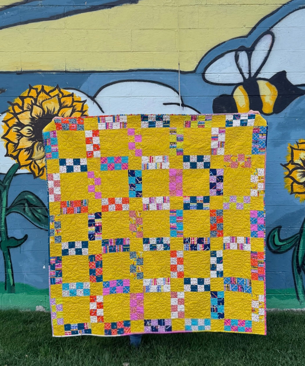 Shining for you cover quilt - 64" square throw size quilt