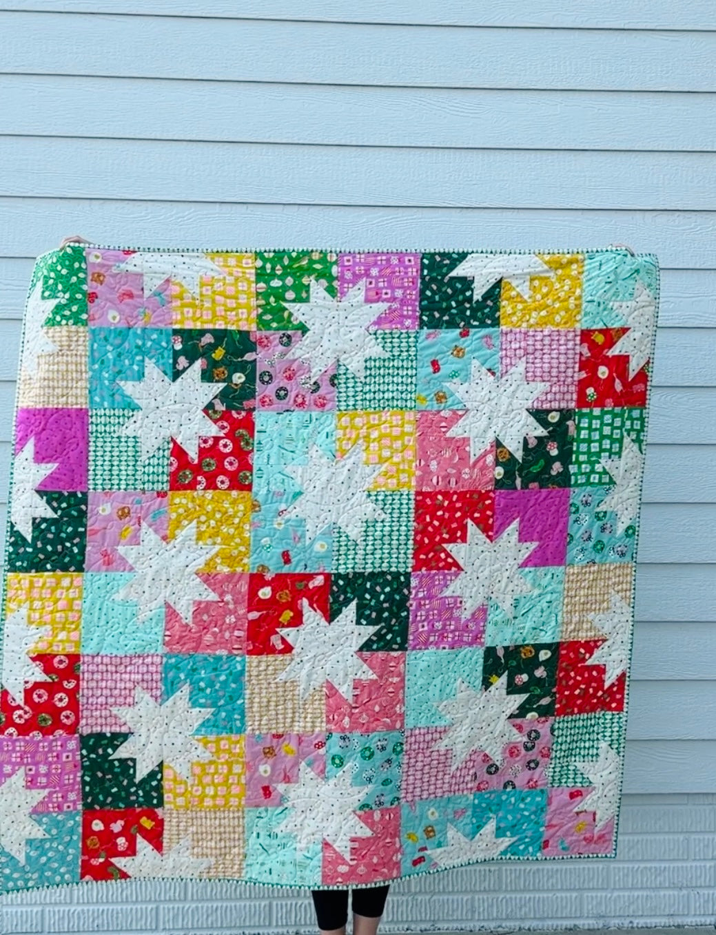Merry Happy X Star Pop II Quilt Kit - Large Throw size 60”x75”