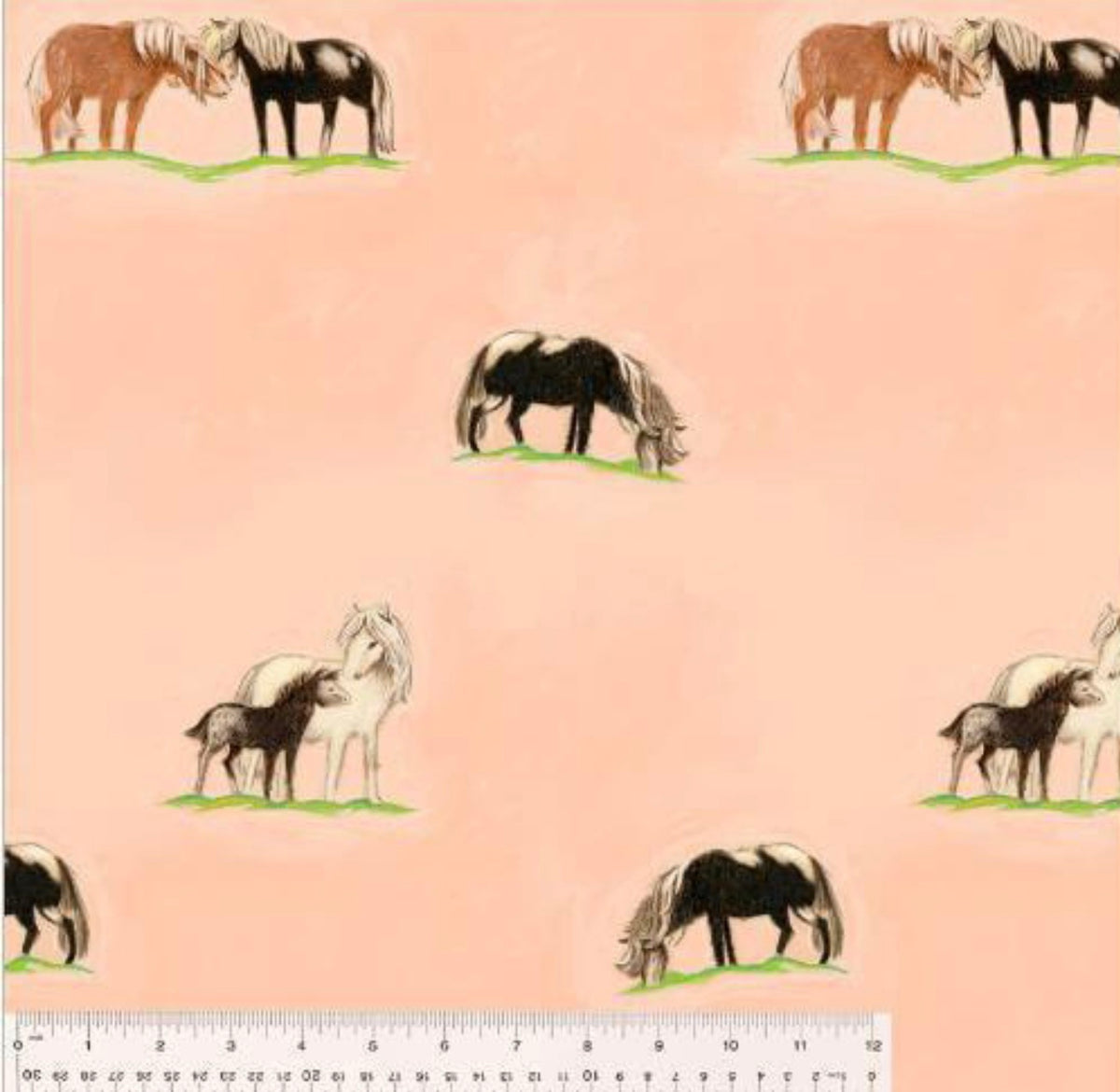 Ponies - Peach  - Heather Ross - By Hand