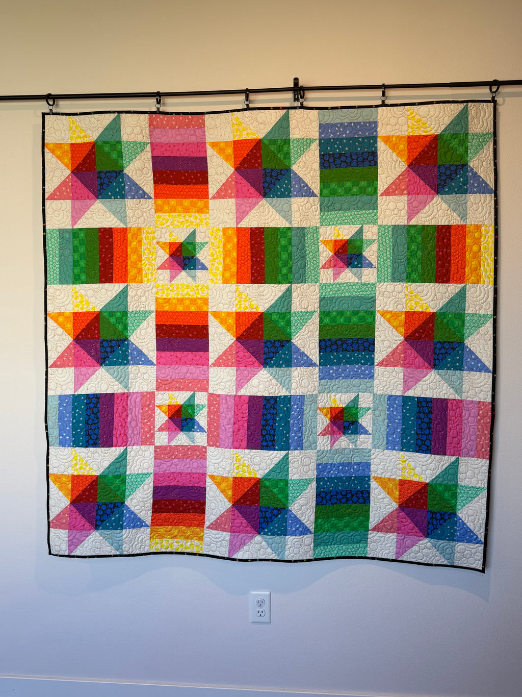 Rainbow Tetra Star Quilt Kit - Throw Size