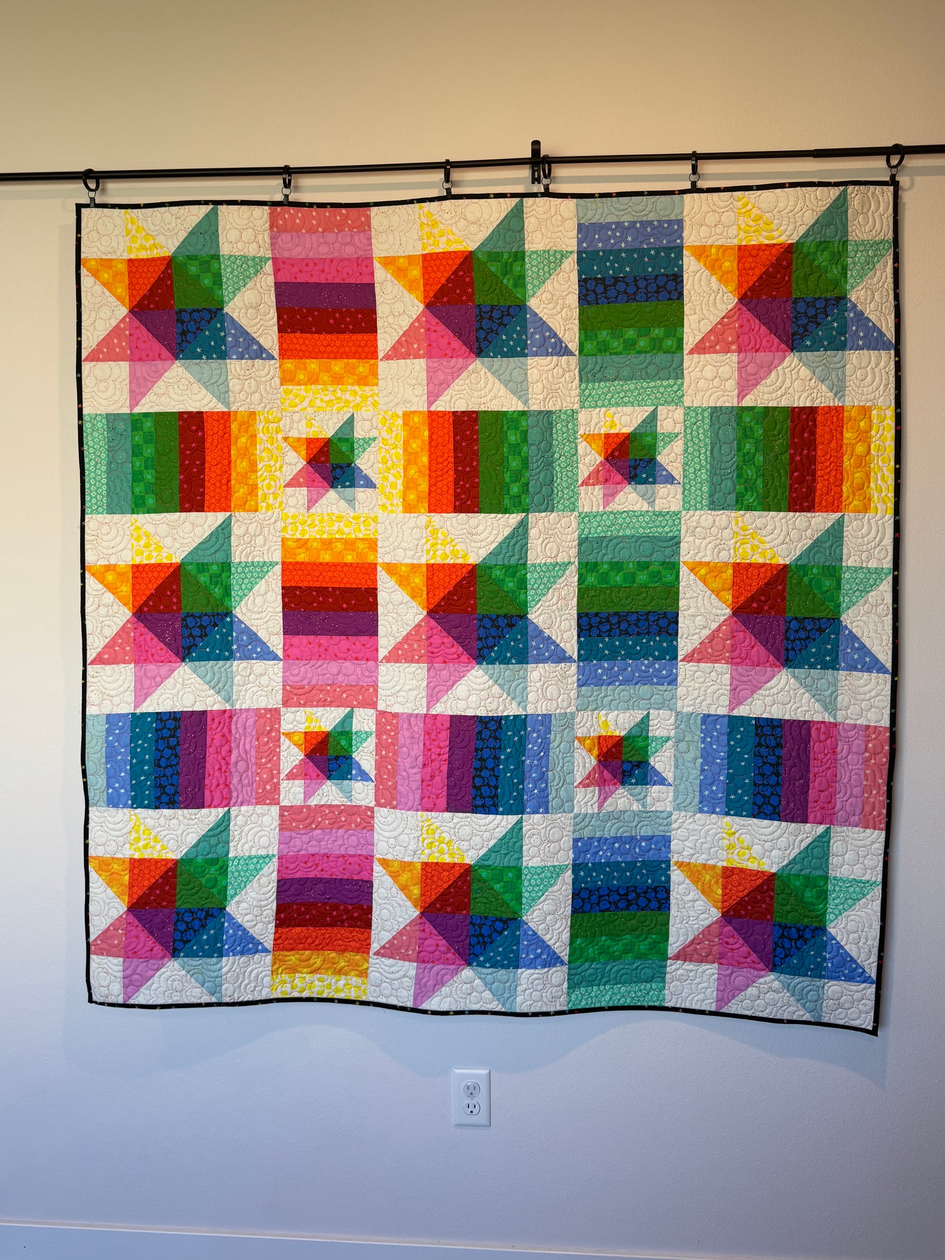 Rainbow Tetra Star Quilt Kit - Throw Size