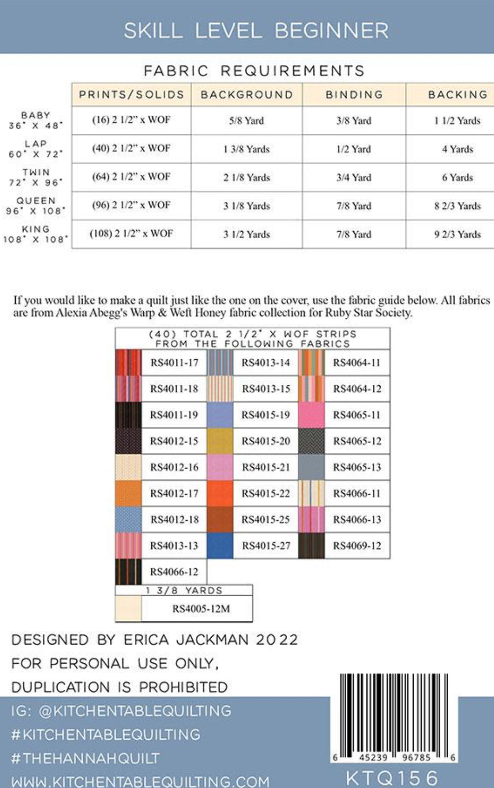 The Hannah Quilt - printed quilt pattern