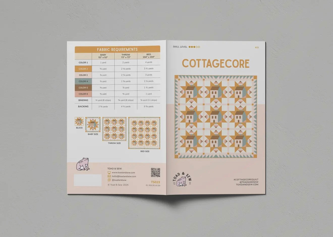 Cottage Core Quilt Pattern - Toad and Sew - Paper Printed Pattern