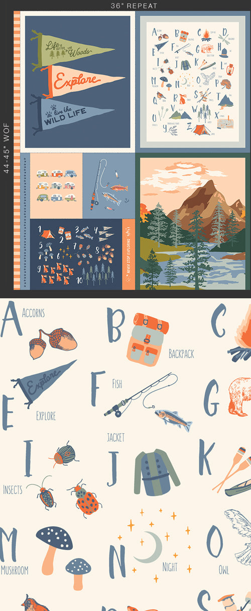 1 Yard Panel - Never Stop Exploring - Happy Camper - Art Gallery Fabrics