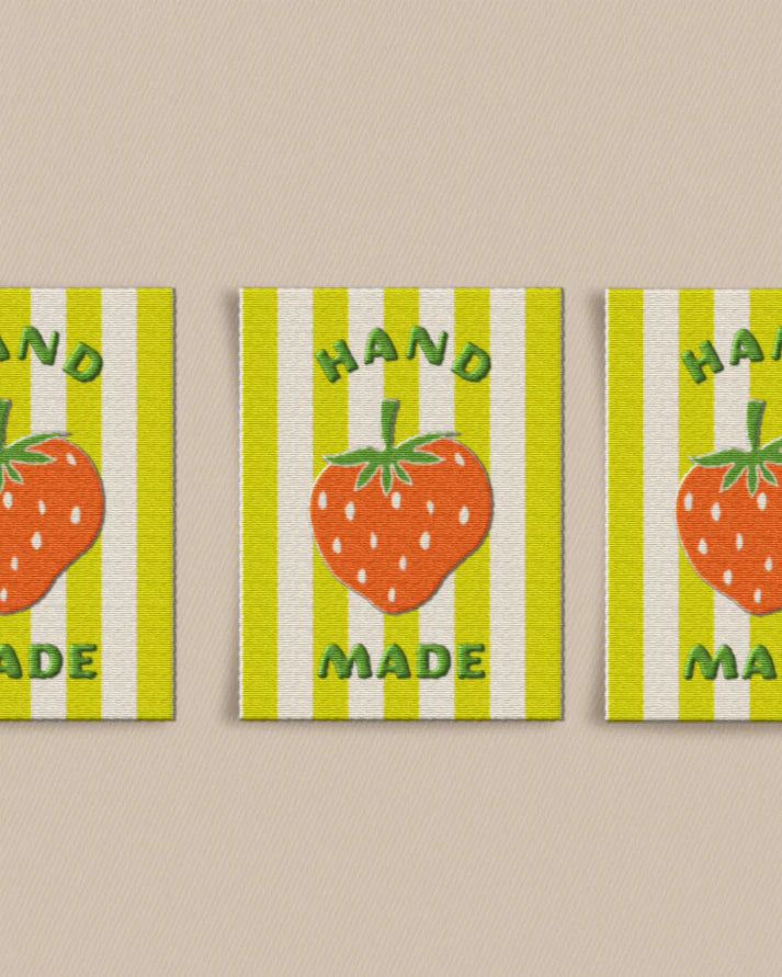 Large Strawberry Woven Labels - Matchy Matchy Sewing Club
