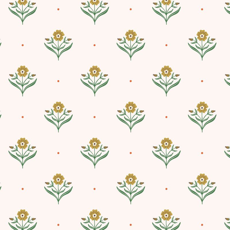 Retro Blossoms - Ivory - It Was the 70s - Cloud9