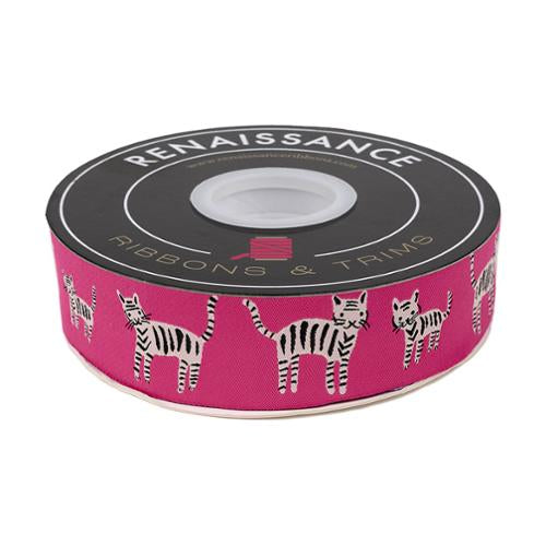 Ribbon - 1 yard - 1.5" pink tigers