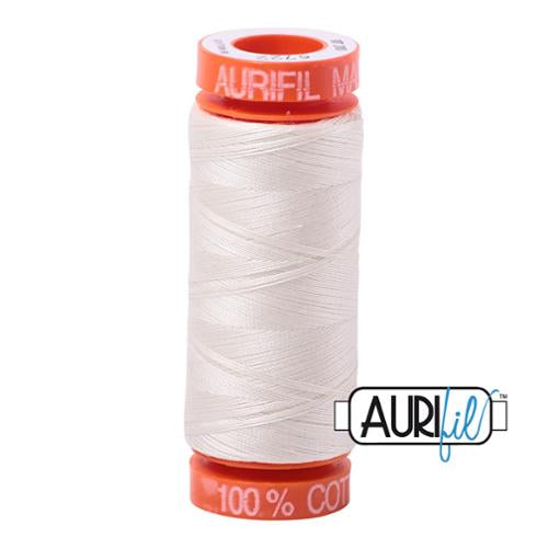 50wt Aurifil 100% Cotton Mako Thread - white small spool