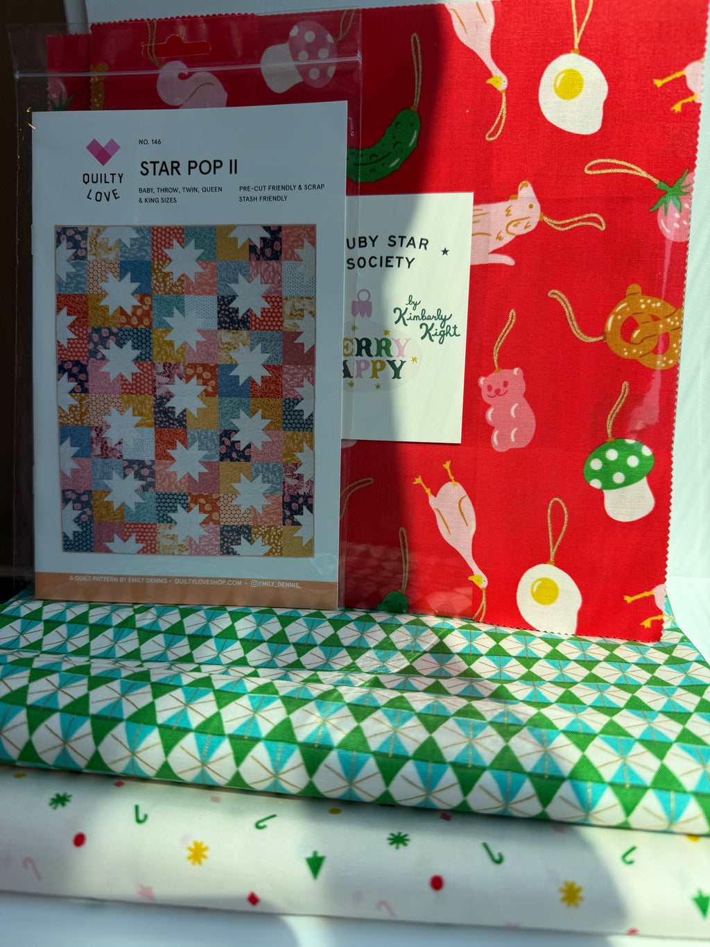 Merry Happy X Star Pop II Quilt Kit - Large Throw size 60”x75”
