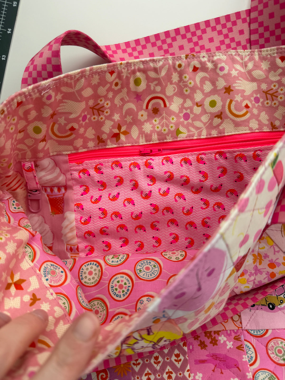 Patchwork Squares Tote Bag - 16 x 14 x 3.5